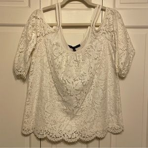 White House Black Market Cold Shoulder Lace Top | Women’s Size M